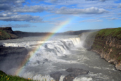 Gullfoss Waterfalls with rainbow