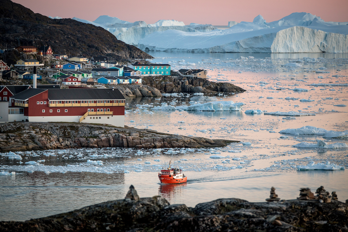 A passenger boat near Ilulissat and the ice fjord in Greenland.jpg