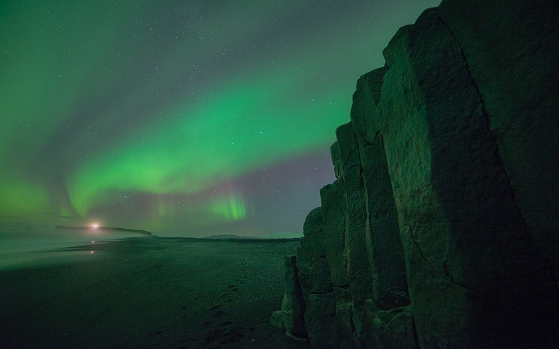 Northern Lights near Reynisdrangar